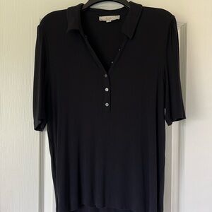 Black ribbed Henley tee from LOFT